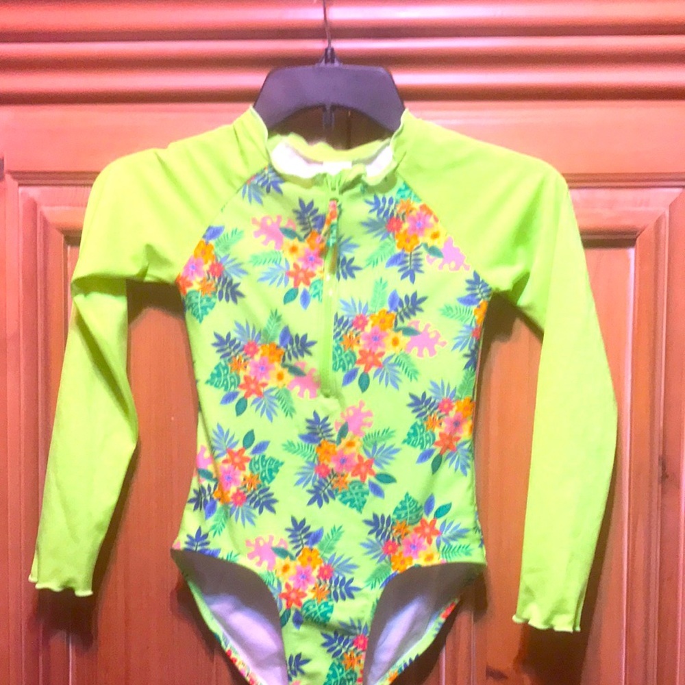 Floral Long Sleeve Kids Swimsuit